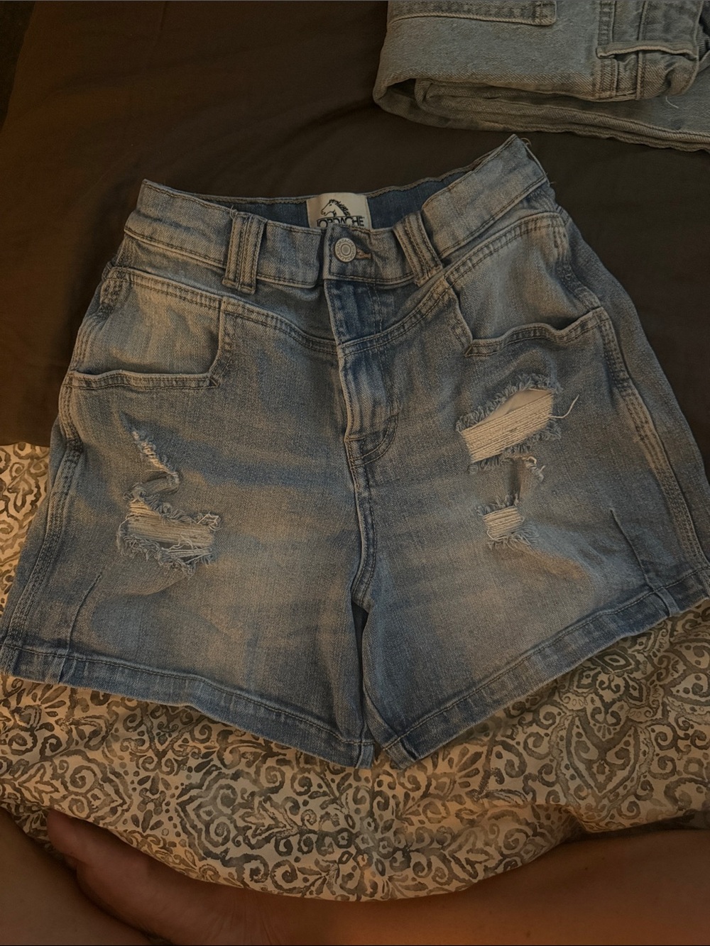 Jordache Light Blue Distressed High-Waist Jean Shorts